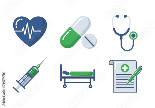 Medical Icons Representing Health and Healthcare Services