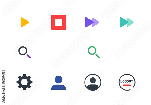 Collection of Flat UI Icons for Web and App Design