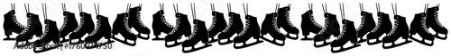 Hanging ice skates garland border — black vector winter text divider frame