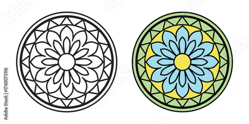 Geometric Flower Mandala Coloring Page vector