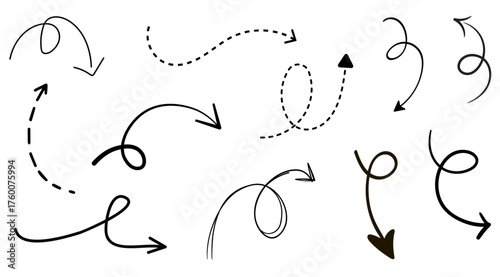 Different kinds of arrow icon representing loop, reload, or synchronization concept in modern tech illustrations.
