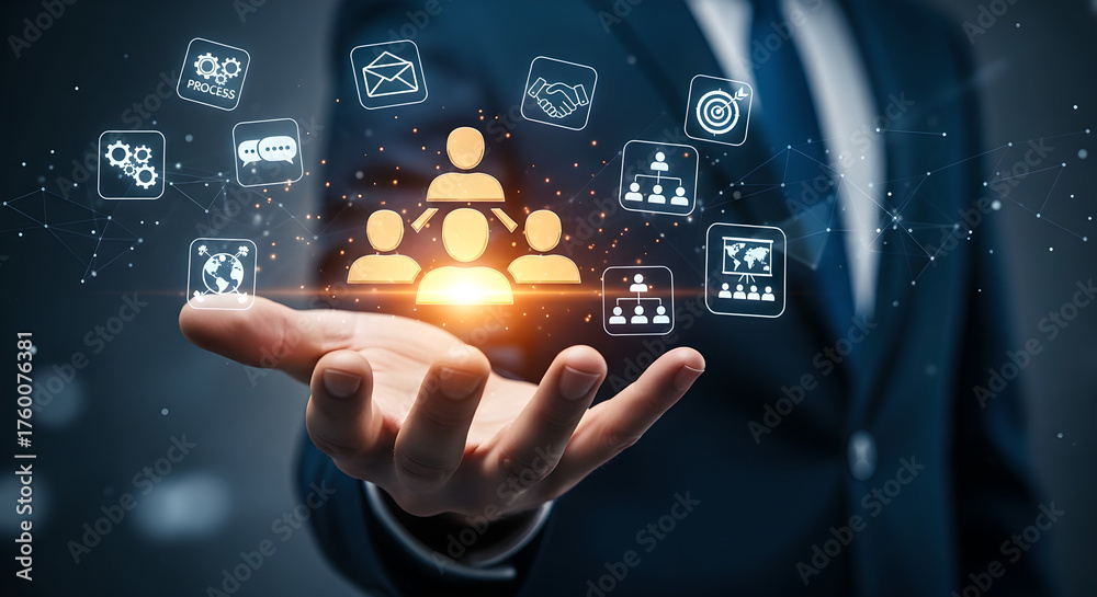 Fototapeta premium Business Network Management Global Technology Teamwork Copy Space