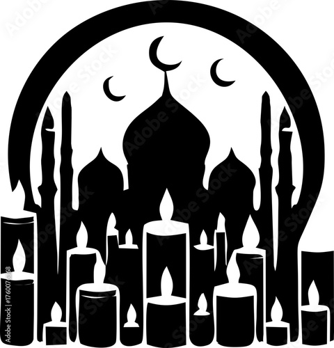 Beautiful Ramadan Light Candle Decoration with Glowing Lantern Ambience