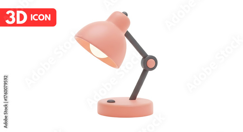 3d cartoon desk lamp icon for study and work