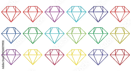 set of diamond shape outline icons vector full color
