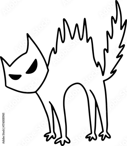 할로윈 고양이 도안 라인 벡터 일러스트