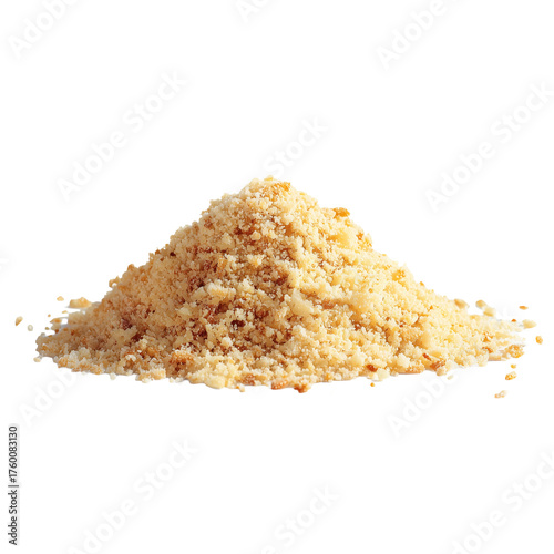 Golden breadcrumbs pile ready baking