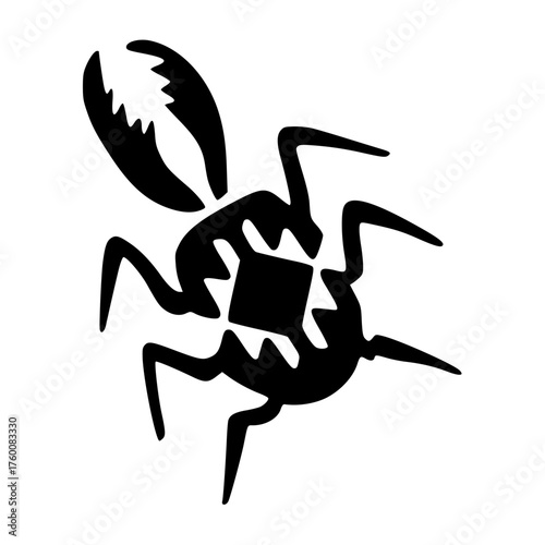 Vector isolated simple black and white Aztec symbols stencil Beetle, stencil for paint, scrapbook stencil, Southwestern art