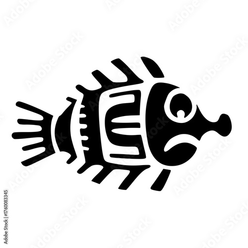 Vector isolated simple black and white Aztec symbols stencil Fish, stencil for paint, scrapbooking stencil, Southwestern art	for designers