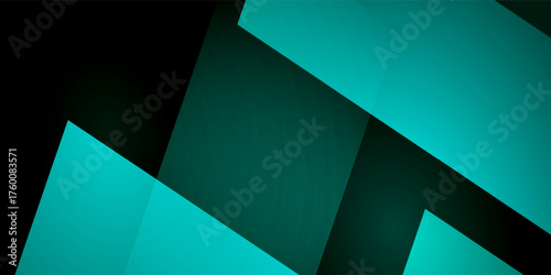 Abstract Geometric Background with Diagonal Teal and Black Gradient Shapes. Ideal for technology branding, digital design, business presentations, website headers, or minimalist creative projects.