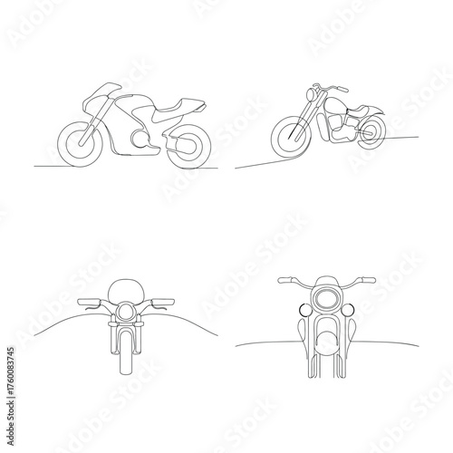 Continuous line drawings motorcycles in Single line outline bike vehicle 1
