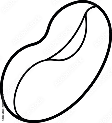 Black and White Bean Seed Outline Vector Illustration