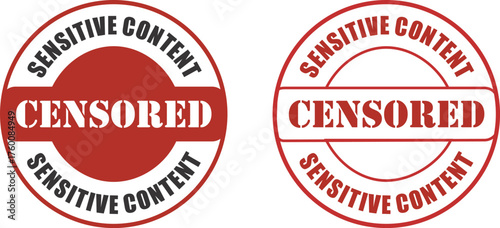 Censored stamp Set isolated on white background Censored stamp in red vector illustration sensitive content warning 