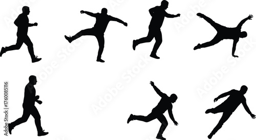 Person falling while running silhouette cartoon illustration, symbolic motion and expressive gesture artwork for lifestyle and movement design