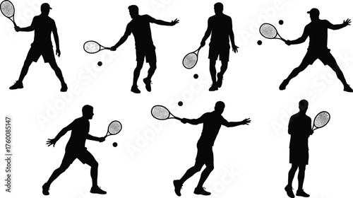 Person playing tennis silhouette cartoon illustration, symbolic athletic motion and expressive gesture artwork for sports and lifestyle design