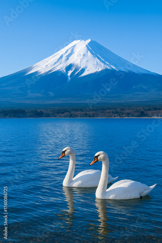 富士山　白鳥　冬