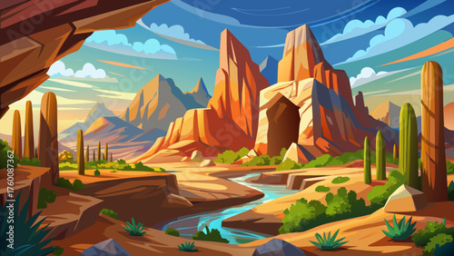 Very beautiful Cave Creek, Arizona, USA — showcasing the natural splendor of the Southwestern desert with majestic rock formations, golden sands, and expansive vistas glowing under the warm sunlight.