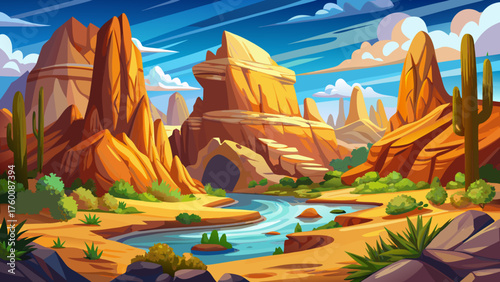 Very beautiful Cave Creek, Arizona, USA — showcasing the natural splendor of the Southwestern desert with majestic rock formations, golden sands, and expansive vistas glowing under the warm sunlight.