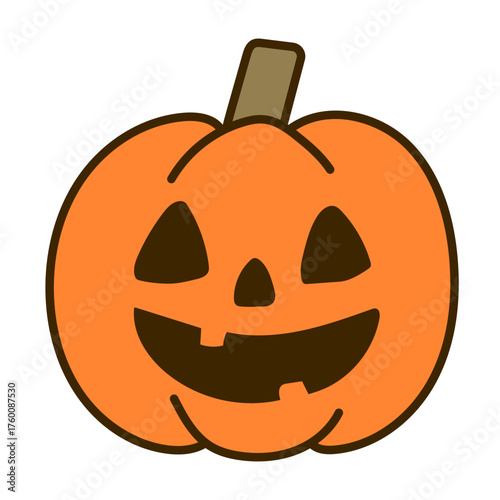 Orange halloween pumpkin with spooky face