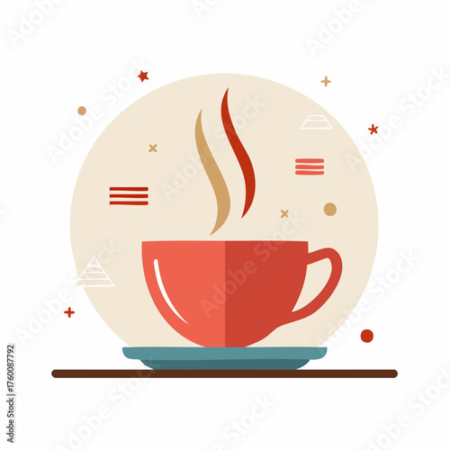 Tasse chaude d’hiver stylisée en design plat