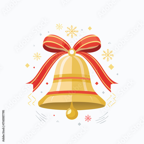 Cloche de Noël stylisée minimaliste en design plat