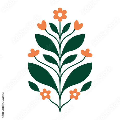 Minimalist Floral Vector Illustration , Modern Folk Flower Clipart , Botanical Leaf & Bloom Design for Branding, Prints, and Decor