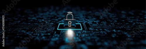 Digital padlock symbolizing data protection and cybersecurity
