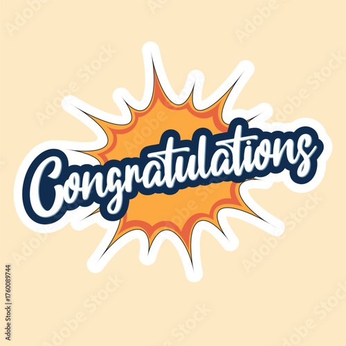 Sticker Congratulations greeting sign, message