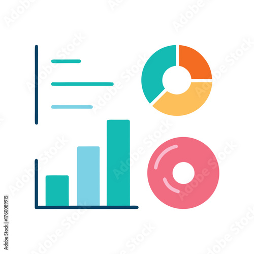 Vector Infographic Elements Set Including Bar and Pie Charts