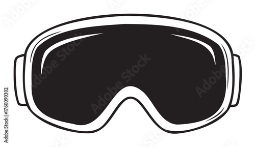 Black outline drawing of ski goggles with a simple and minimal design, suitable for winter sports enthusiasts.