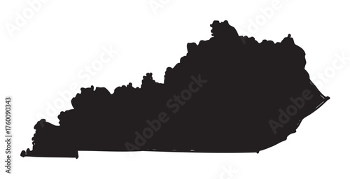 Black silhouette of the kentucky state map with detailed border outlines.
