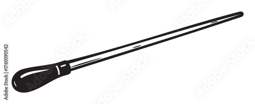 Black silhouette of a classic baton used for orchestral conducting, featuring a tapered handle and slender stick.