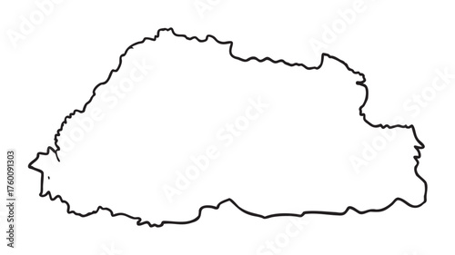 Simple black outline depicting the geographical shape of bhutan, with irregular borders and no additional details included.