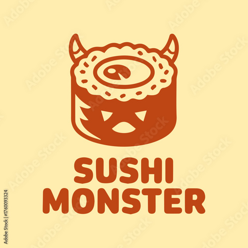 Evil Sushi Roll Monster – Creative Japanese Cuisine Mascot Vector Art