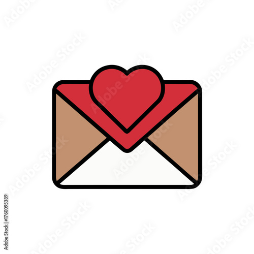 envelope with heart icon clipart vector on transparent background