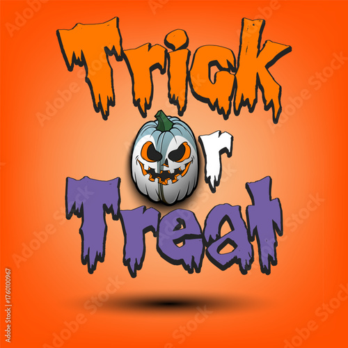 Halloween pattern. Trick or treat. Rugby ball in the form of a pumpkin. Pattern for banner, poster, greeting card, invitation. Vector illustration on an isolated background