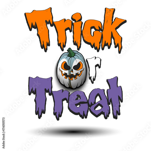 Halloween pattern. Trick or treat. Rugby ball in the form of a pumpkin. Pattern for banner, poster, greeting card, invitation. Vector illustration on an isolated background