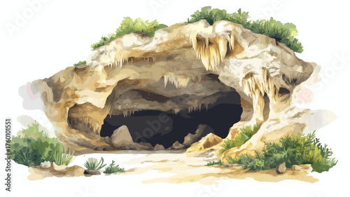 Carlsbad Caverns National Park. Carlsbad Caverns National Park hand drawn watercolor illustration