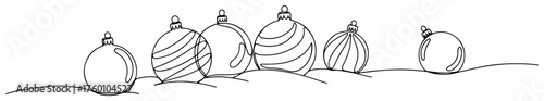 Christmas baubles ornaments on snow minimalist line art vector