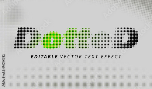 Halftone editable vector text effect. Gradient retro dotted font