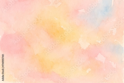 Abstract watercolor background painting with pastel colors blending, creating soft textures for artistic design, digital artwork in light pink, yellow, and blue