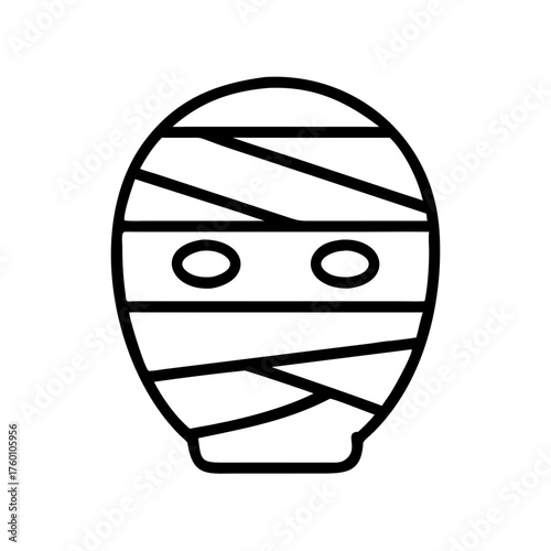 Halloween mummy icon with bandages on a transparent background  