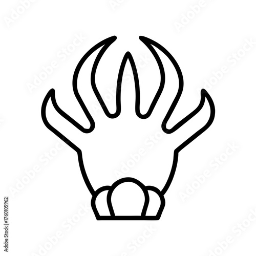 Clawed hand icon in minimalist style on a transparent background  