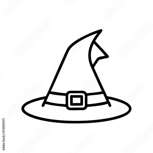Witch hat icon in line art style on transparent background  
