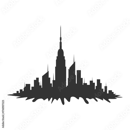 Dynamic city skyline silhouette, a modern cityscape design element perfect for creative projects and impactful presentations, an artistic architectural vision for urban ventures