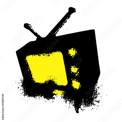 Vintage television set with a grunge effect, perfect for retro design projects, creative media campaigns, or branding with a nostalgic appeal, originally a scalable vector graphic