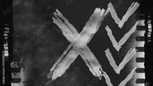 Analog Film Splice Marks and Taped Edge Overlay. High quality 4k footage