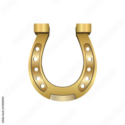 Golden Horseshoe. 3D Symbol of Luck and Fortune