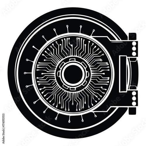 Digital Safe Lock with Circuit Board Eye Design.