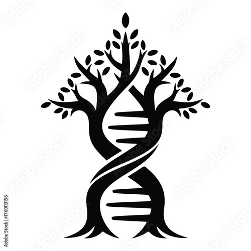 DNA Tree of Life Genetic Structure Biology Symbol.